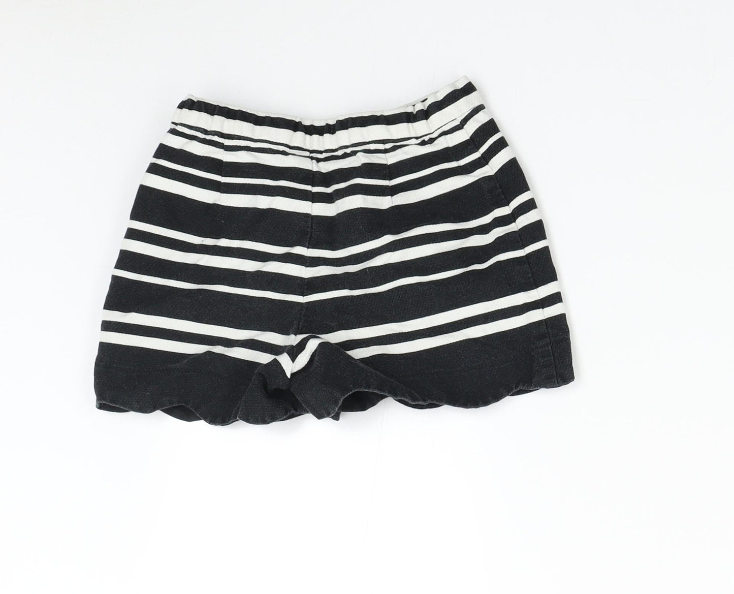 M&S Girls Black Striped  Hot Pants Shorts Size 5-6 Years