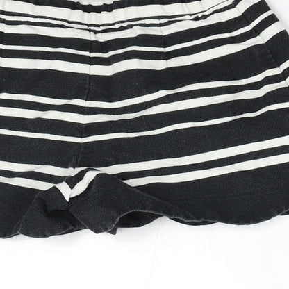 M&S Girls Black Striped  Hot Pants Shorts Size 5-6 Years