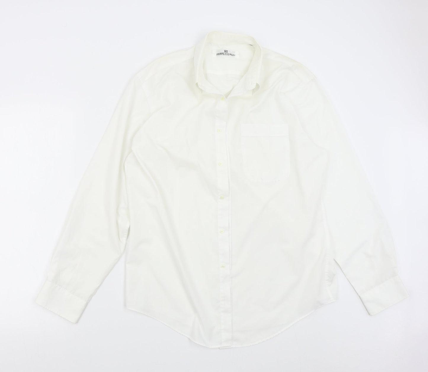 Mens UK Size 15.5 Pierre Balman Ivory  Button-Up Long Sleeve Casual Shirt