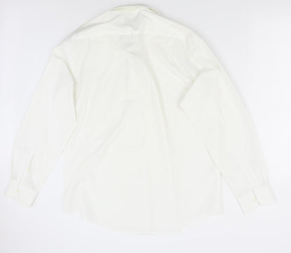 Mens UK Size 15.5 Pierre Balman Ivory  Button-Up Long Sleeve Casual Shirt