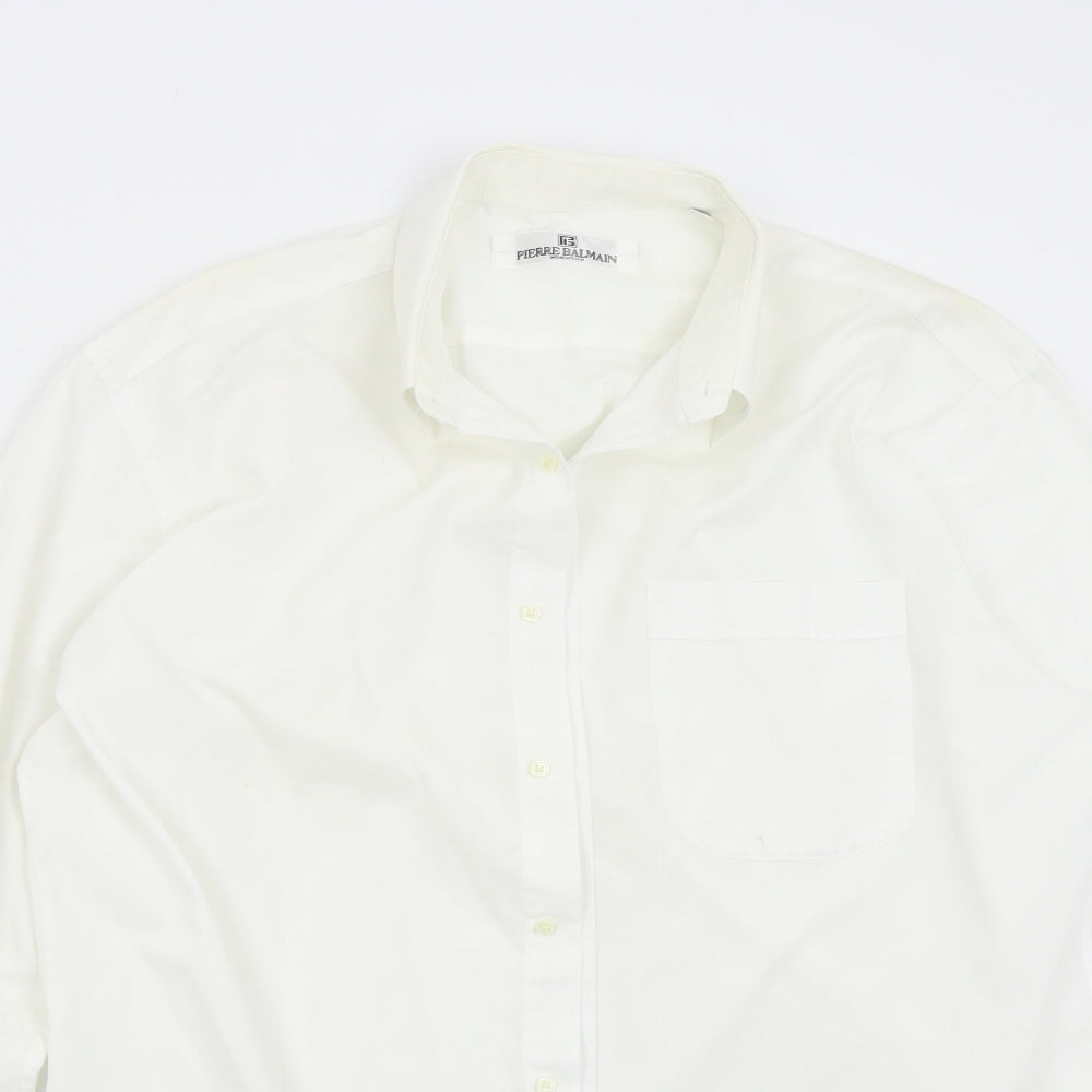 Mens UK Size 15.5 Pierre Balman Ivory  Button-Up Long Sleeve Casual Shirt