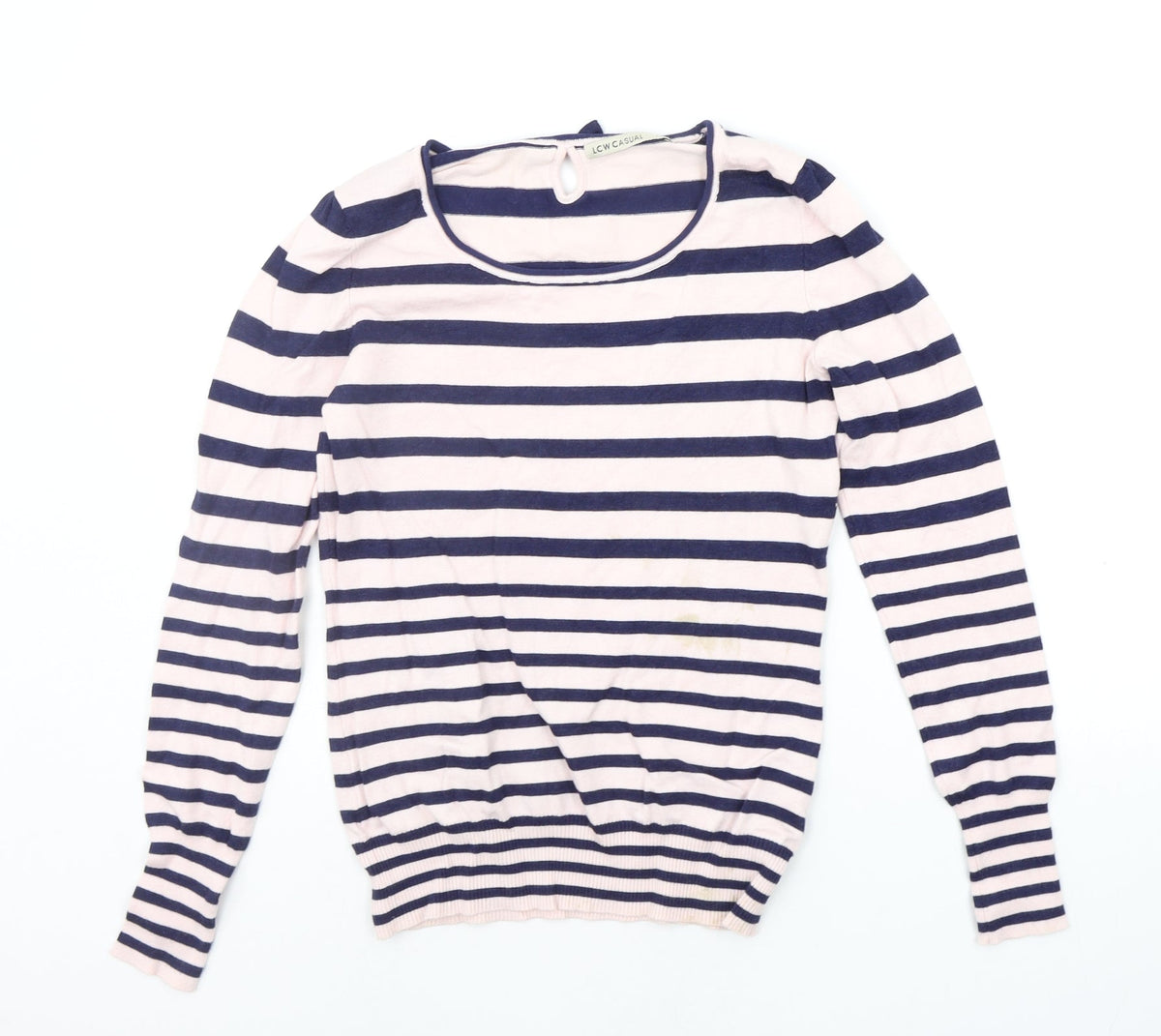 Additional front view of LCW Casual women’s pink striped jumper, size M