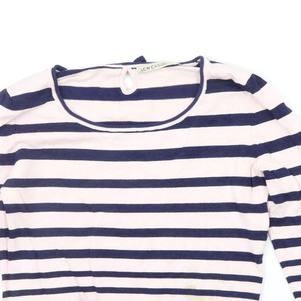 Close-up detail of LCW Casual women’s pink striped jumper, size M