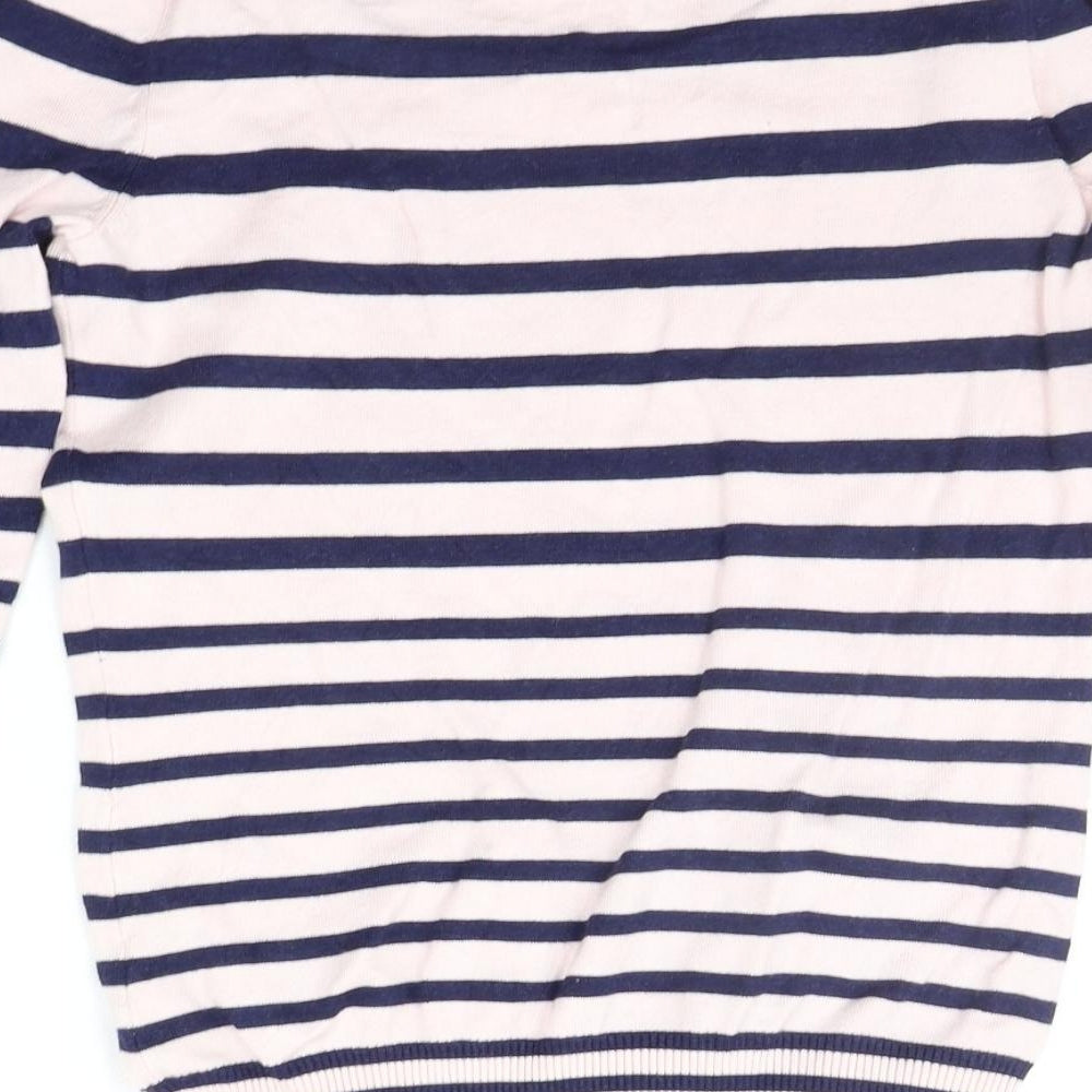 Brand and care label for LCW Casual women’s pink striped jumper, size M