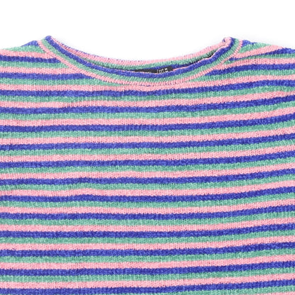 Close-up detail of Berksha girls’ blue striped jumper, size M