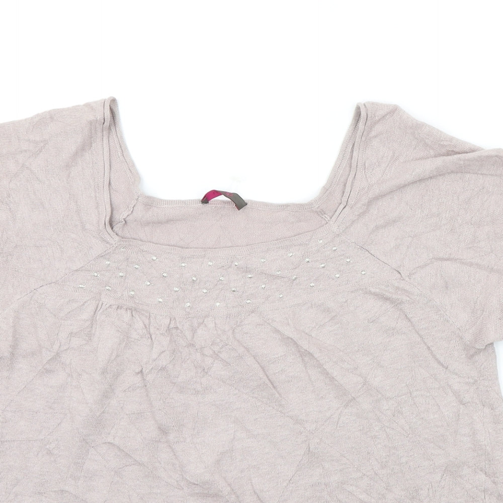 Womens UK Size 14 WRAP Beige Pullover Jumper