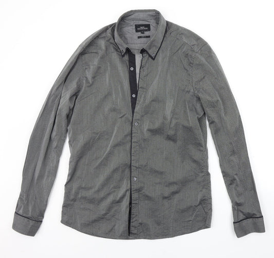 Mens UK Size L NEXT Grey  Button-Up Long Sleeve Casual Shirt