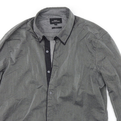 Mens UK Size L NEXT Grey  Button-Up Long Sleeve Casual Shirt