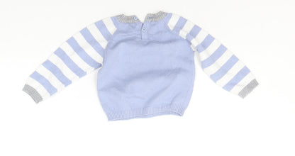 Earlydays Baby Blue Striped  Pullover Jumper Size 6-9 Months  - bear