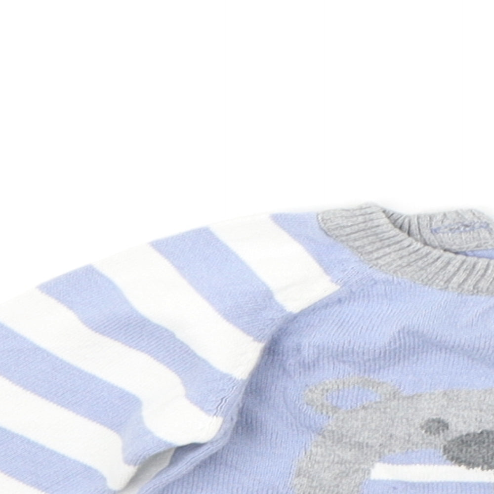 Earlydays Baby Blue Striped  Pullover Jumper Size 6-9 Months  - bear