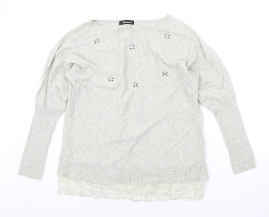 Kaleidoscope Womens Grey   Pullover Jumper Size 14  - Perl on top