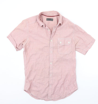Mens UK Size S Burton Pink  Button-Up Short Sleeve Casual Shirt