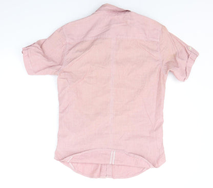 Mens UK Size S Burton Pink  Button-Up Short Sleeve Casual Shirt