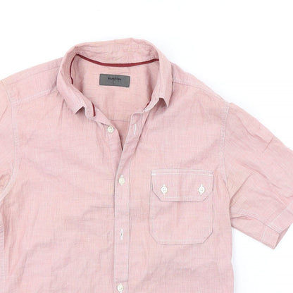 Mens UK Size S Burton Pink  Button-Up Short Sleeve Casual Shirt