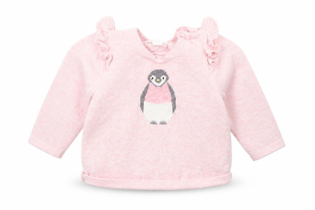 Front view of Pure Baby Baby Pink jumper, size 3-6, Months - PENGUIN