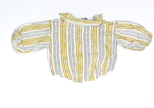 Primark Womens Orange Striped  Basic Blouse Size 12