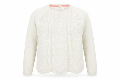 Front view of Whte Stuff women’s beige jumper, size UK 10