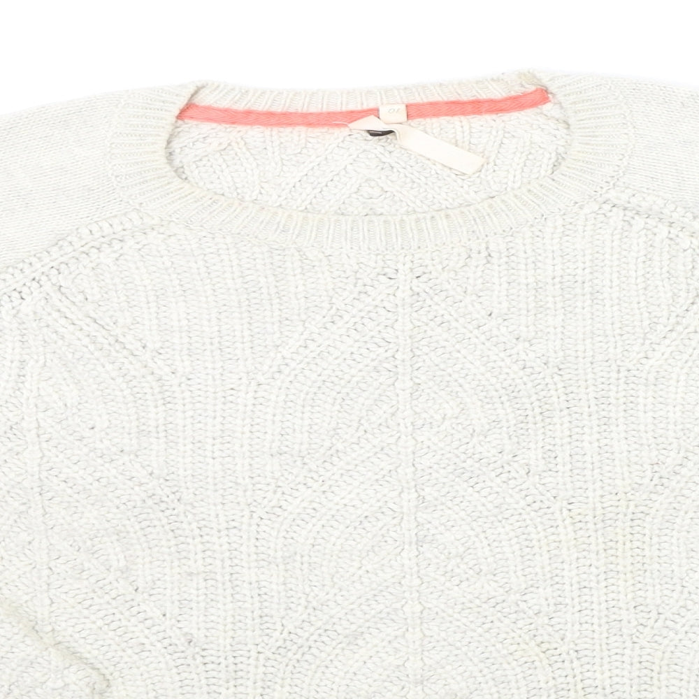 Close-up detail of Whte Stuff women’s beige jumper, size UK 10