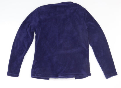 Back view of Matalan girls’ blue solid top pyjama top, size S, - christmas