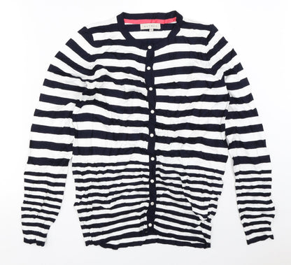 Nutmeg Womens Blue Striped  Cardigan Jumper Size 12