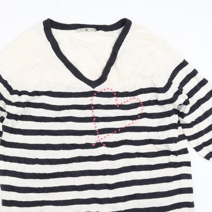 TU Womens Ivory Striped  Pullover Jumper Size 14