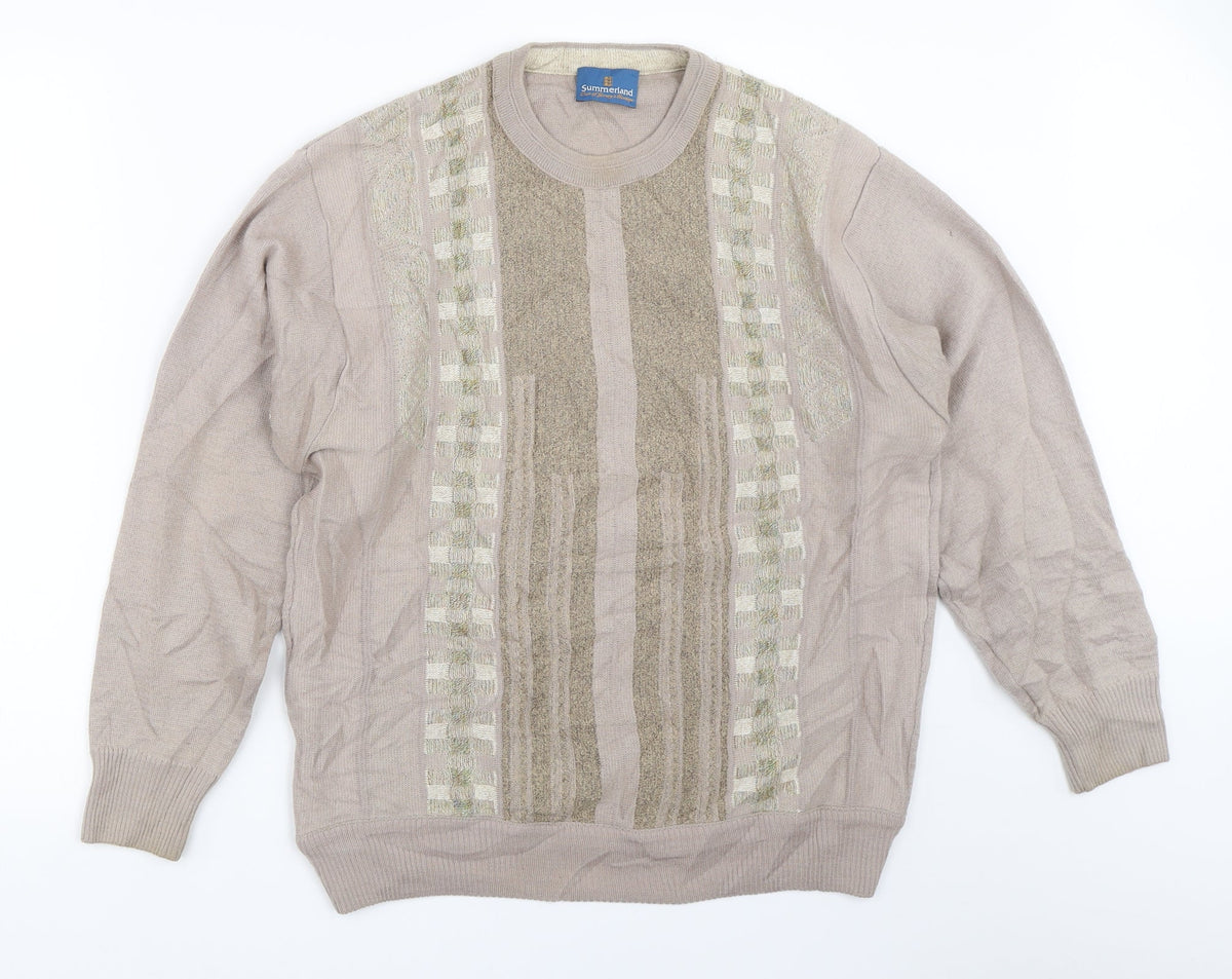 Additional front view of Summerland men’s beige jumper, size M