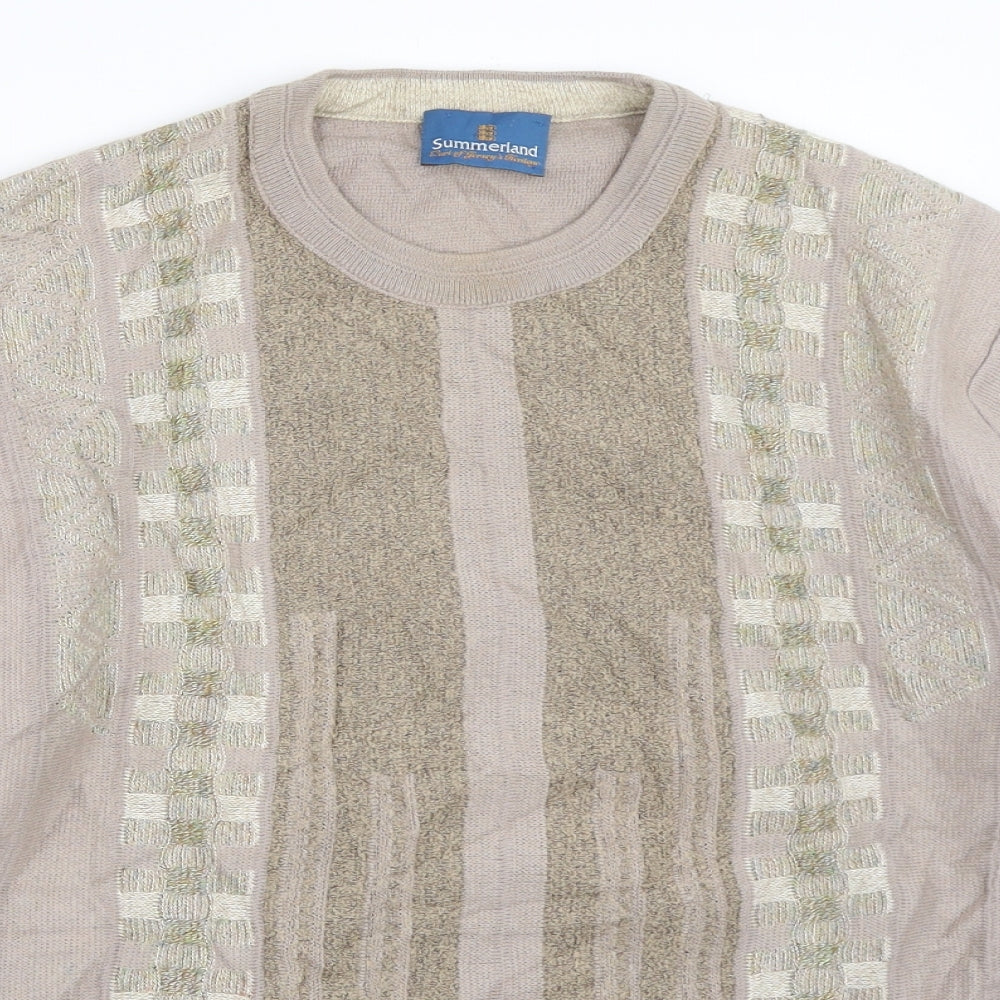 Close-up detail of Summerland men’s beige jumper, size M