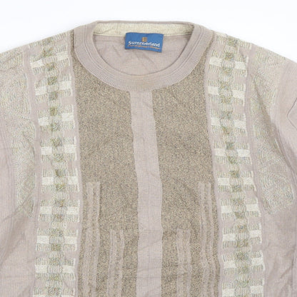 Close-up detail of Summerland men’s beige jumper, size M