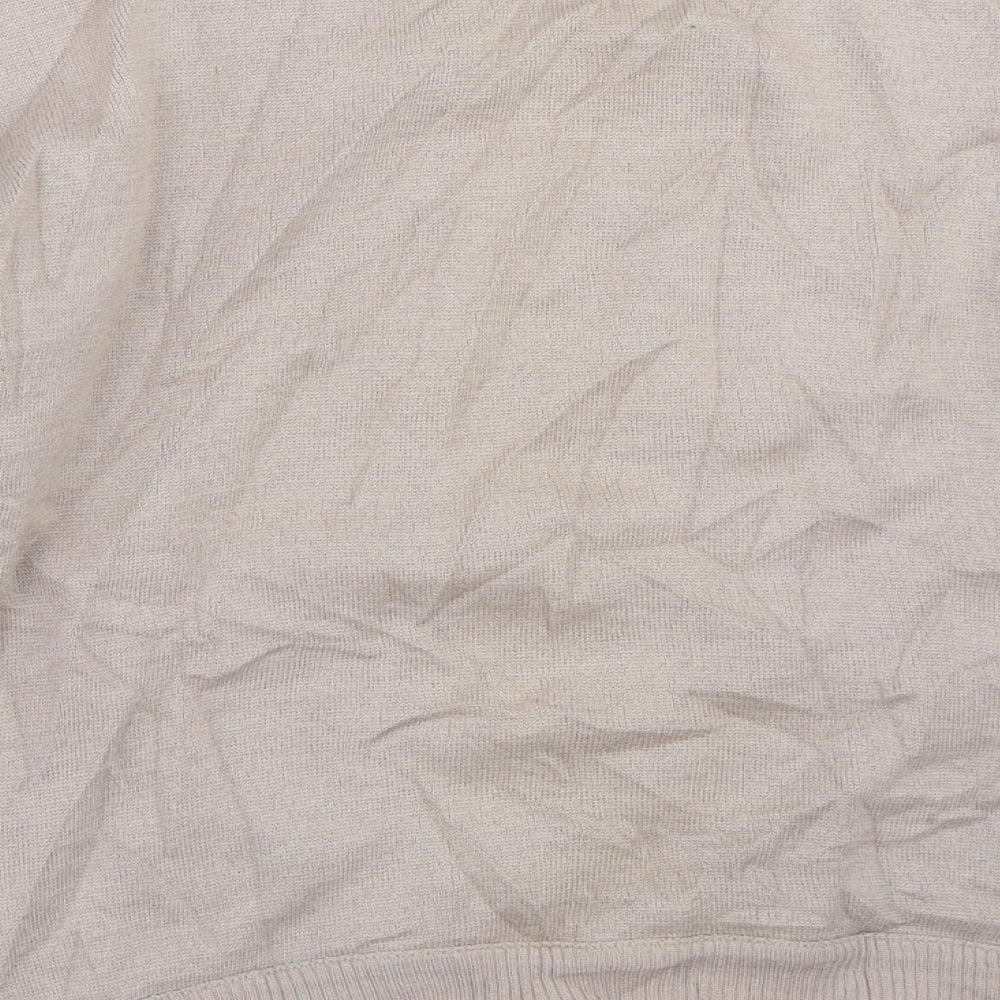 Brand and care label for Summerland men’s beige jumper, size M