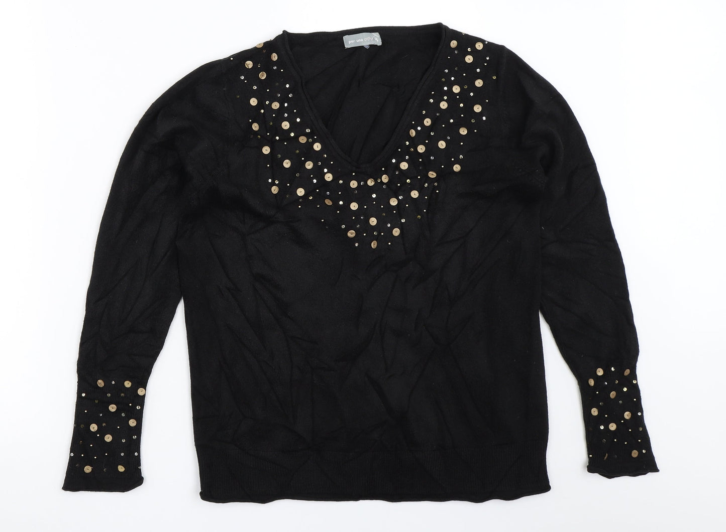 Womens UK Size 16 Per Una Black Pullover Jumper