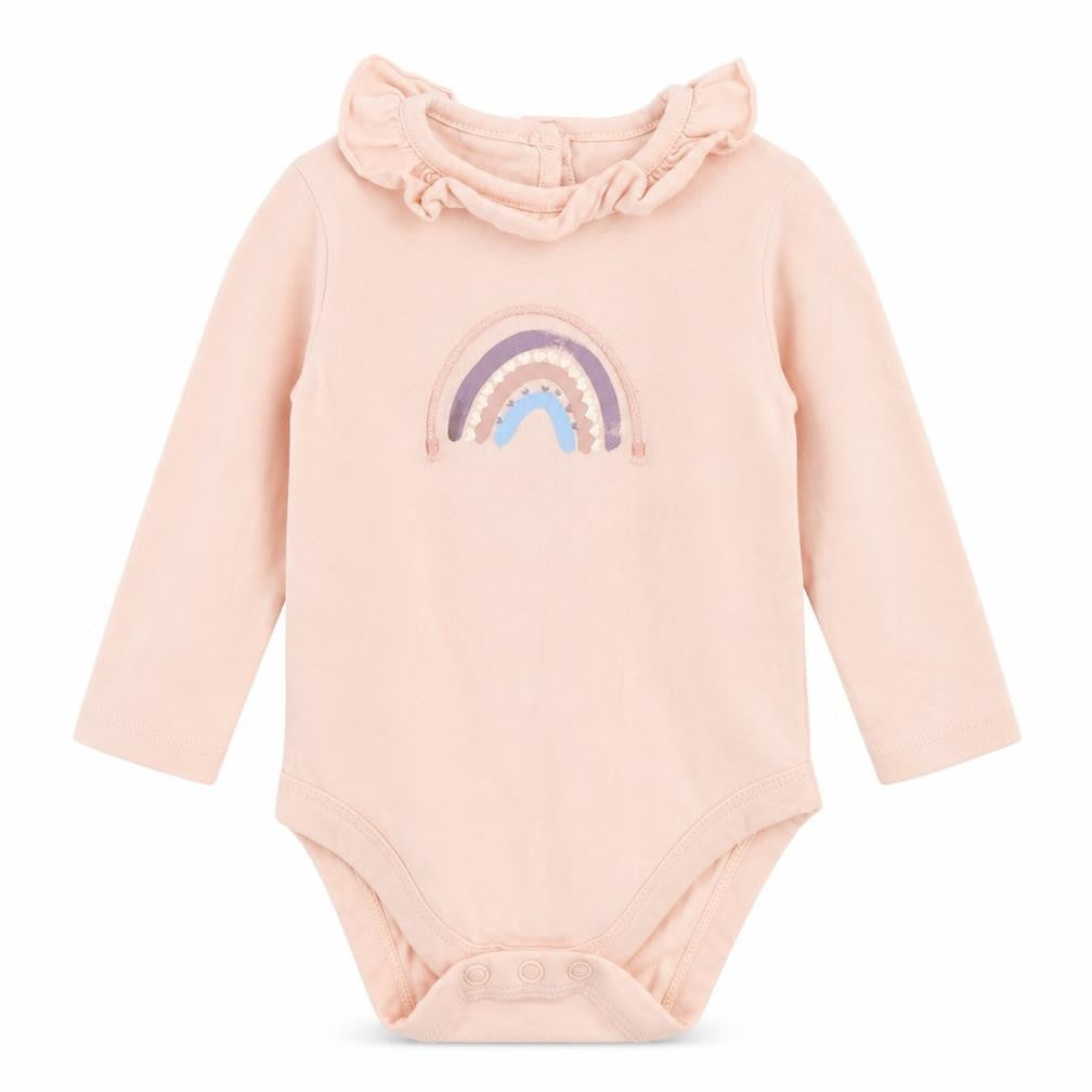 Front view of George girls’ pink babygrow one-piece, size 3-6, months