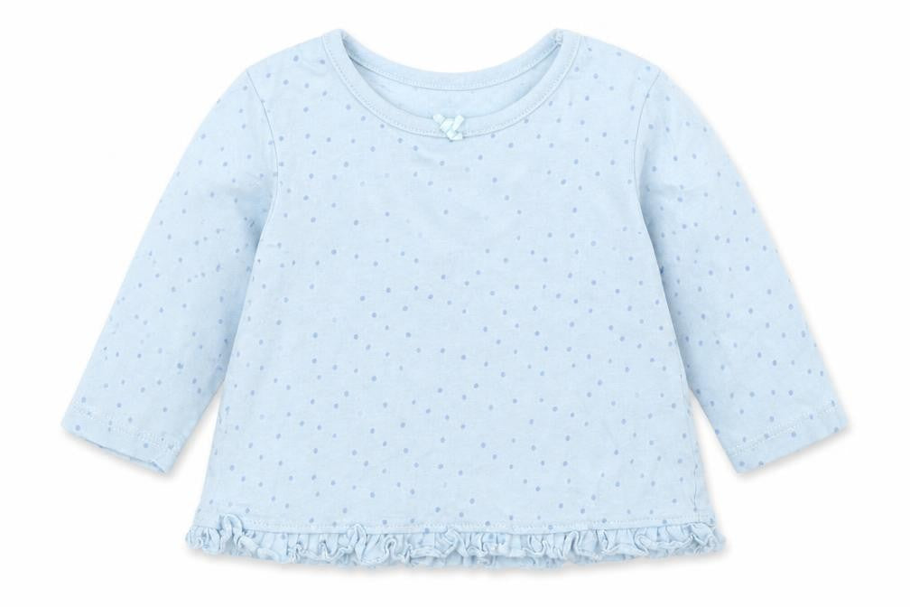 Front view of George girls’ blue basic t-shirt, size 0-3, months