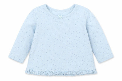 Front view of George girls’ blue basic t-shirt, size 0-3, months