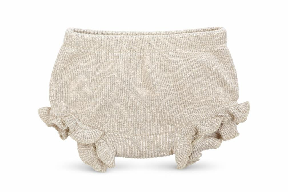 Front view of George girls’ beige cropped trousers, size 3-6, months