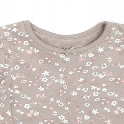 George Girls Grey Floral  Basic T-Shirt Size 0-3 Months