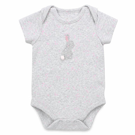 Front view of Mothercare girls’ grey babygrow one-piece, size 0-3, months