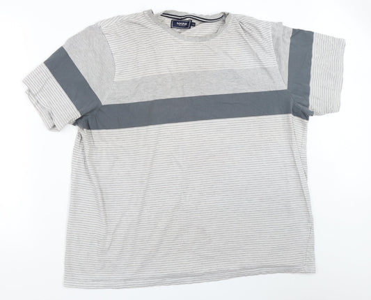 Maine New England Mens Grey Striped   T-Shirt Size 2XL