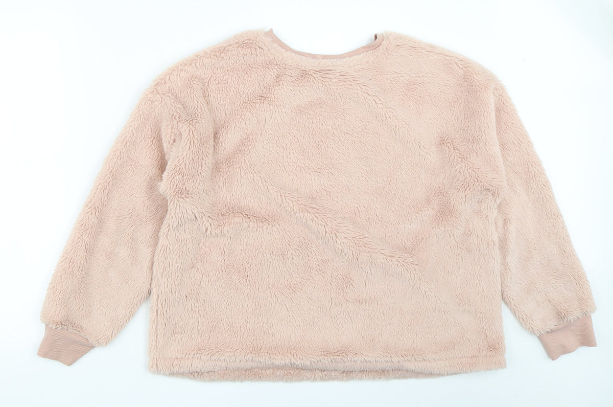 Back view of Dorothy Perkins women’s pink pullover sweatshirt, size UK 16