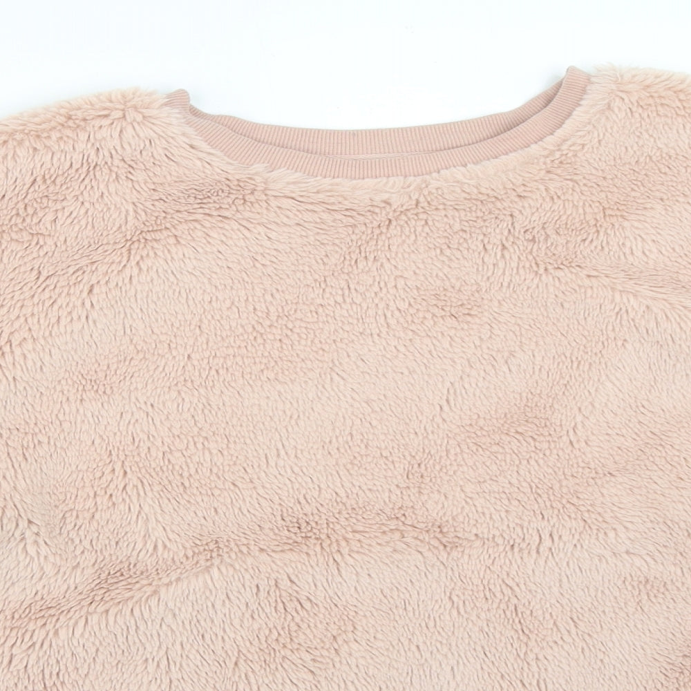 Close-up detail of Dorothy Perkins women’s pink pullover sweatshirt, size UK 16