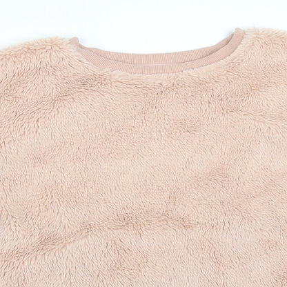 Close-up detail of Dorothy Perkins women’s pink pullover sweatshirt, size UK 16