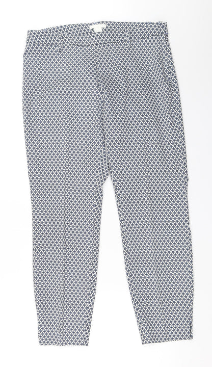 Womens UK Size 42 H&M Regular Fit Capri Blue Trousers