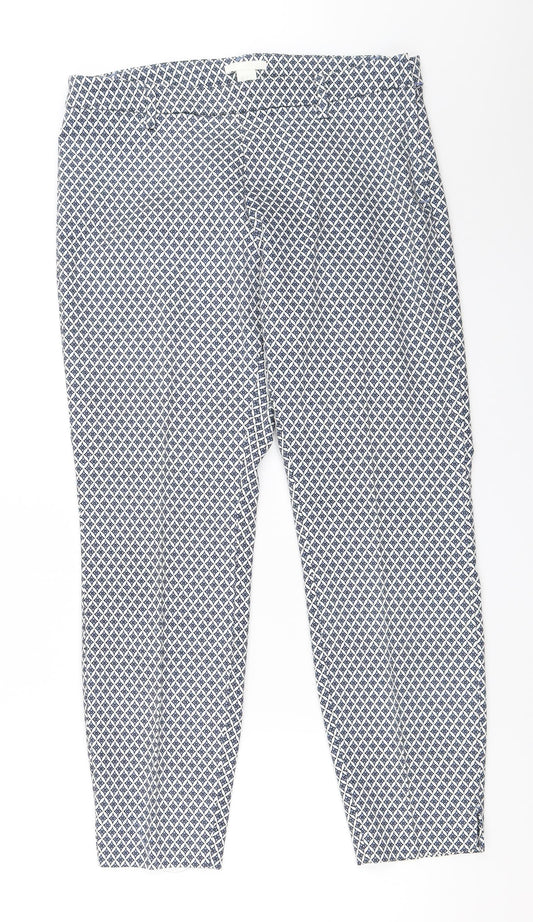 Womens UK Size 42 H&M Regular Fit Capri Blue Trousers