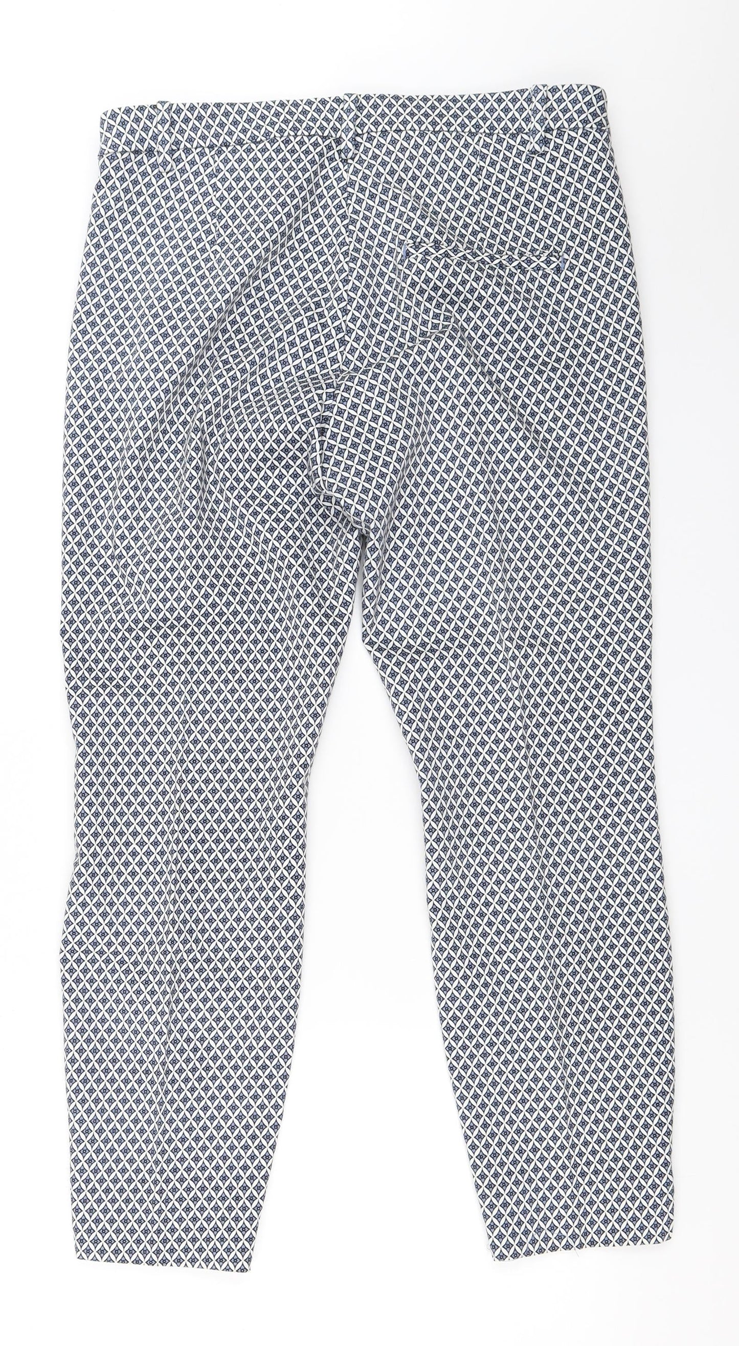 Womens UK Size 42 H&M Regular Fit Capri Blue Trousers