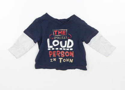 Front view of George boys’ blue basic t-shirt, size 3-6, months
