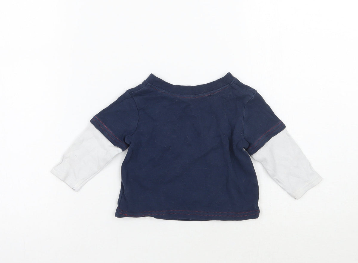 Back view of George boys’ blue basic t-shirt, size 3-6, months