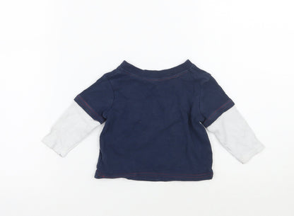Back view of George boys’ blue basic t-shirt, size 3-6, months