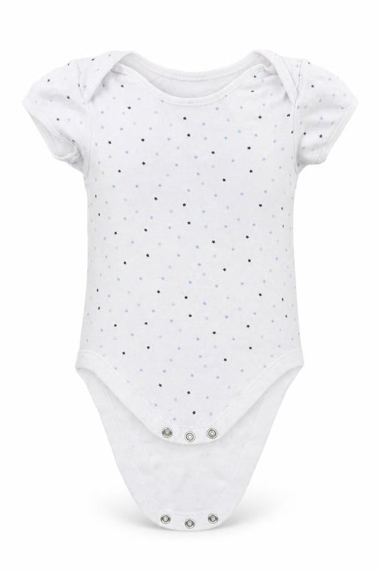 Front view of Primark Baby White Geometric Babygrow One-Piece, size 18-24, Months
