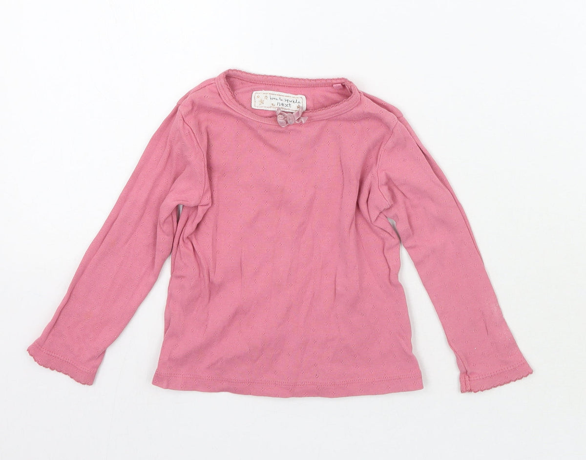 Additional front view of Next girls’ pink basic t-shirt, size 12, months