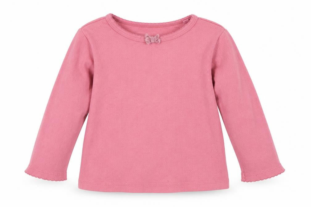 Front view of Next girls’ pink basic t-shirt, size 12, months