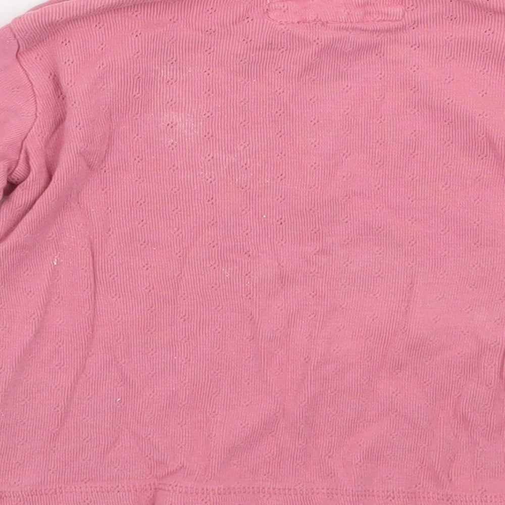 Brand and care label for Next girls’ pink basic t-shirt, size 12, months